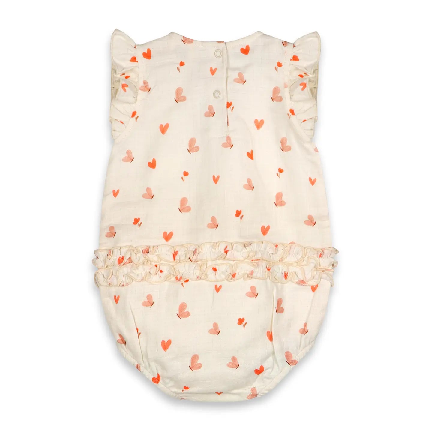 Butterfly Love Side Ruffle Baby Romper (Organic Muslin)