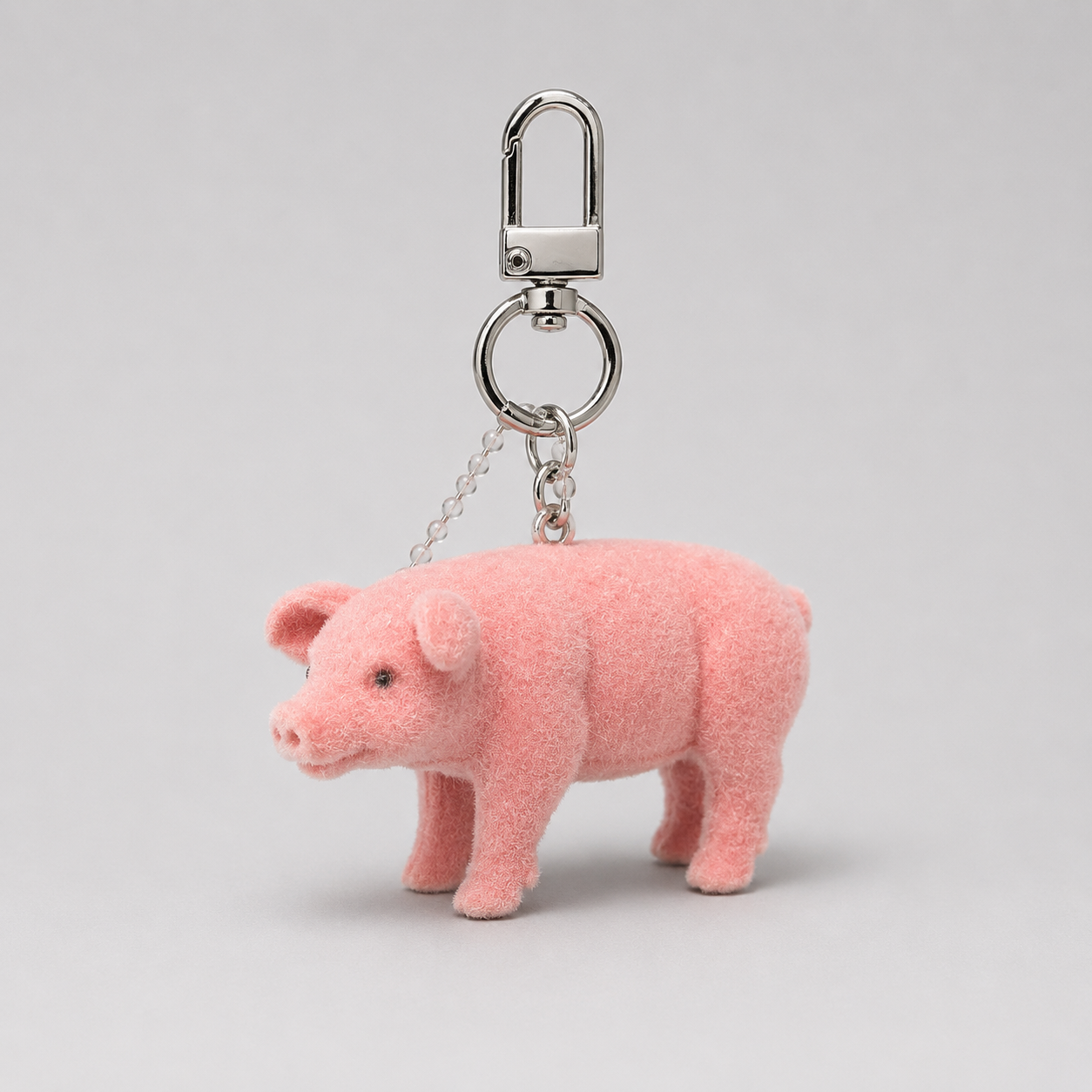 Pig Flocked Keychain and Bag Charm