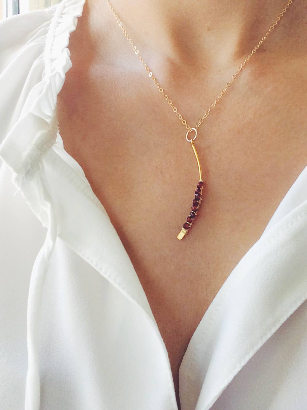 Garnet Arc Necklace | Garnet Necklace