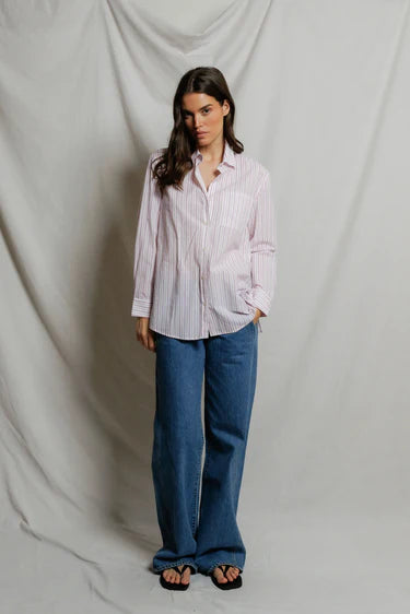 Avalon Button Down Stripe Shirt - Ultra Violet