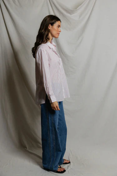 Avalon Button Down Stripe Shirt - Ultra Violet