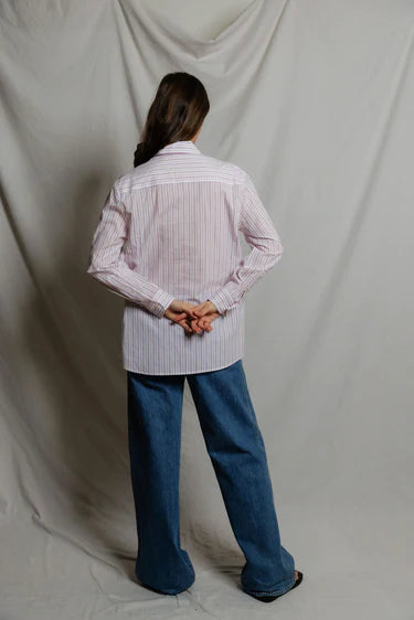 Avalon Button Down Stripe Shirt - Ultra Violet