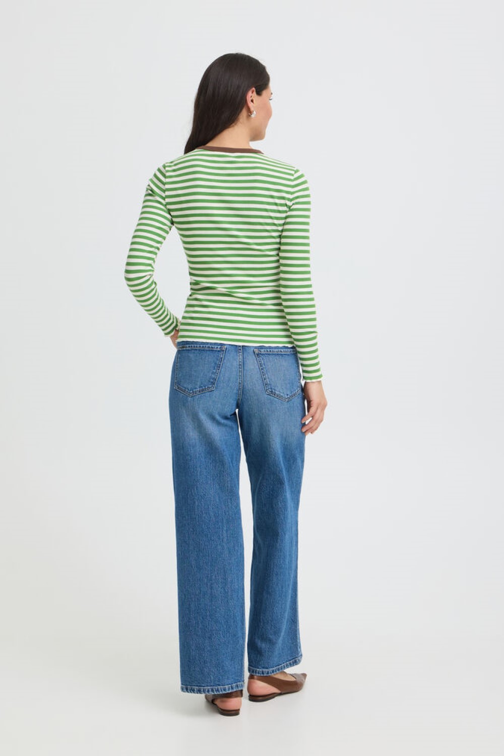 Bysinne Rib L/S Stripe Tee - Green