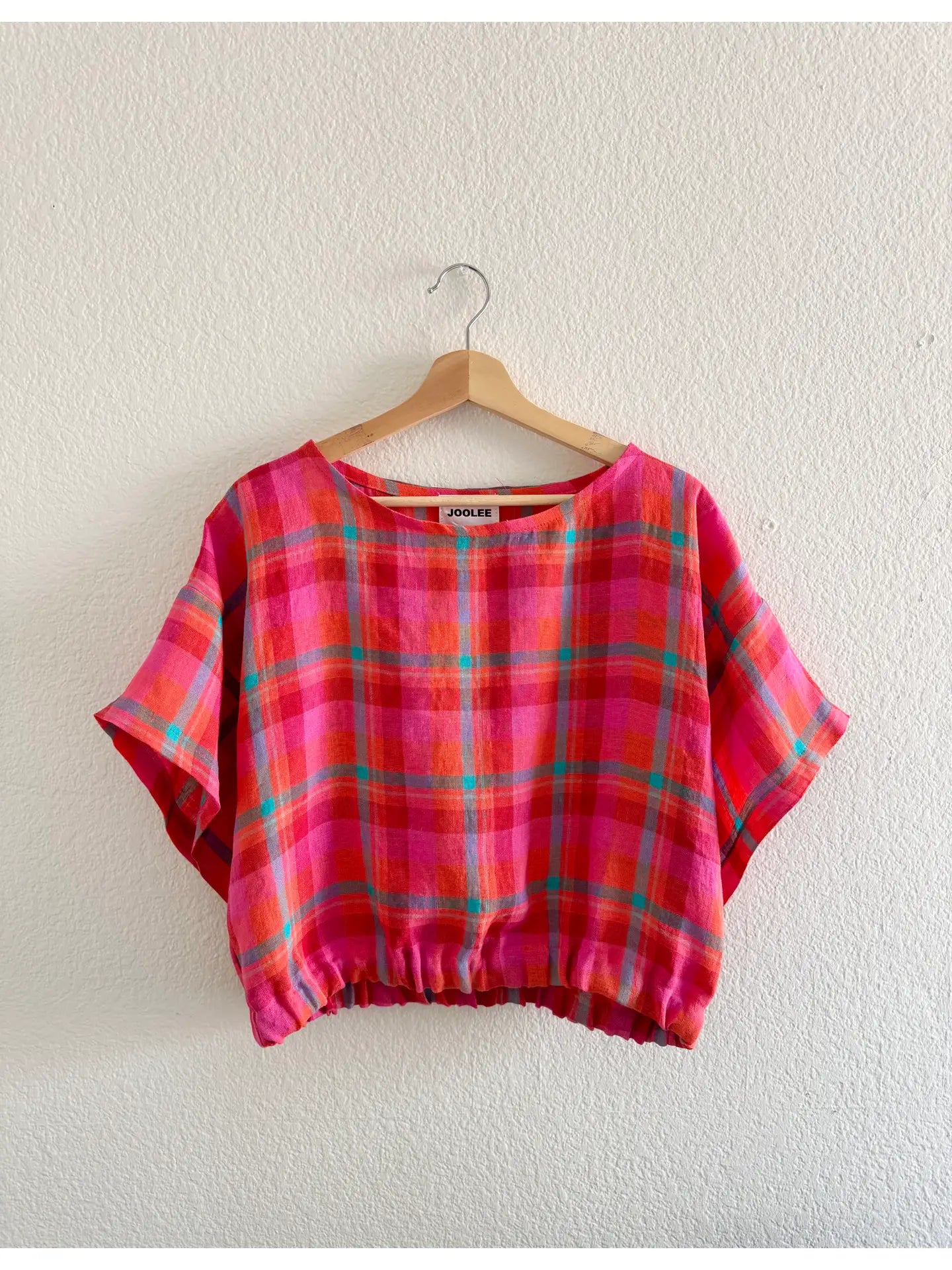 Pink Check Linen Top