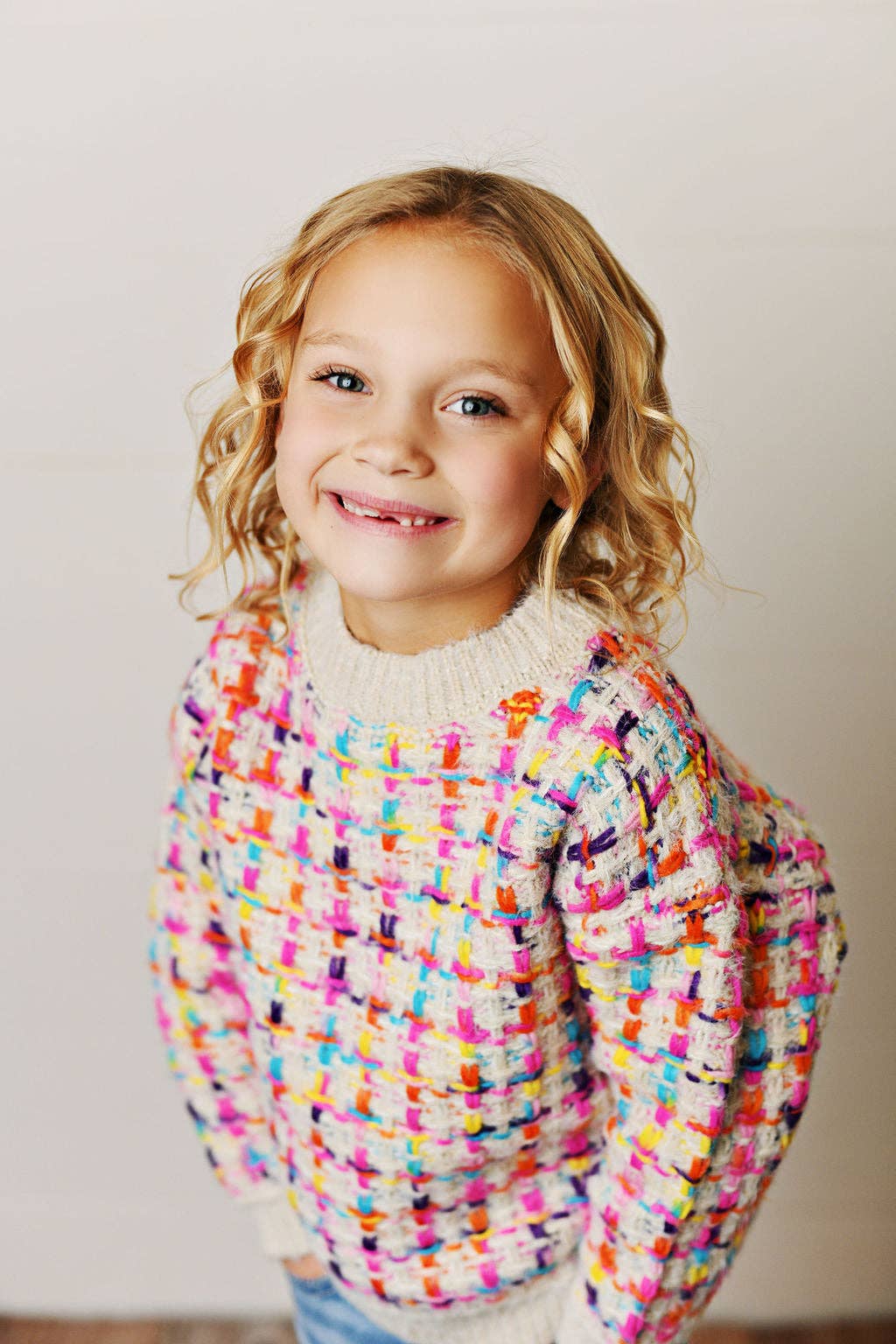 Kids Rainbow Knit Fall Sweater