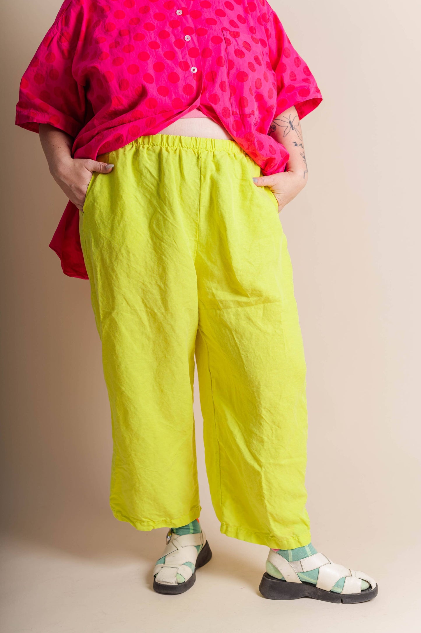 Bright Yellow Linen Pant