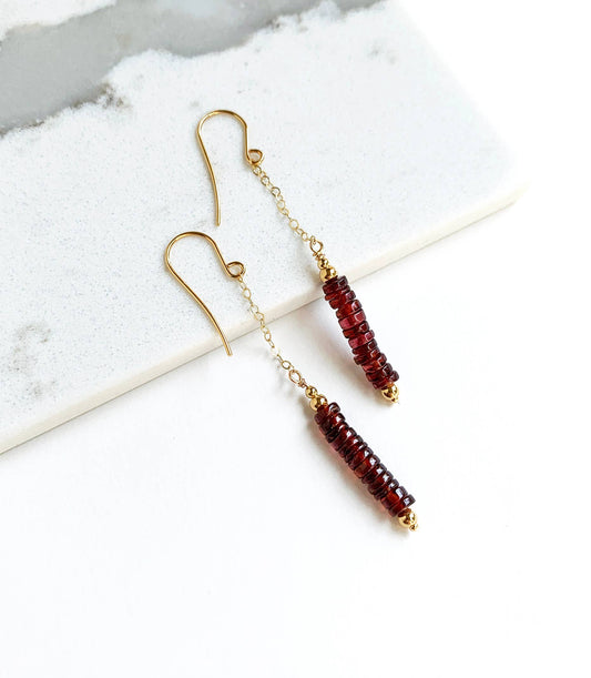 Garnet Wheel Dangle Earrings | Garnet Earrings