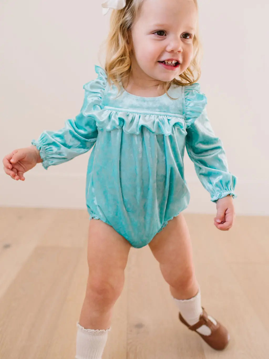 Hayley Romper in Crushed Mint Velvet