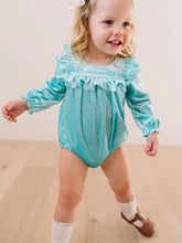 Load image into Gallery viewer, Hayley Romper in Crushed Mint Velvet
