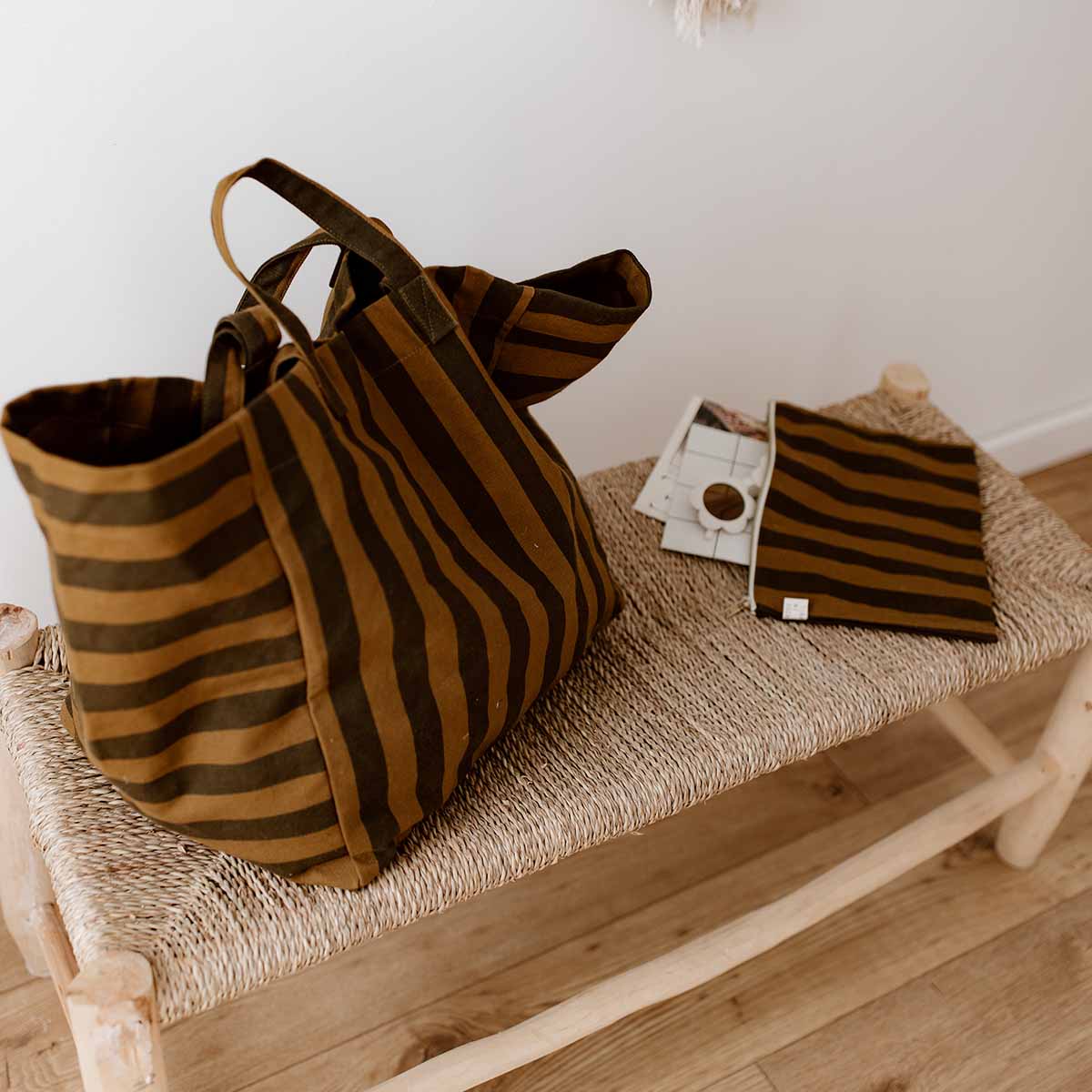 Elisa Tote Bag - Stripes Cumin/Black