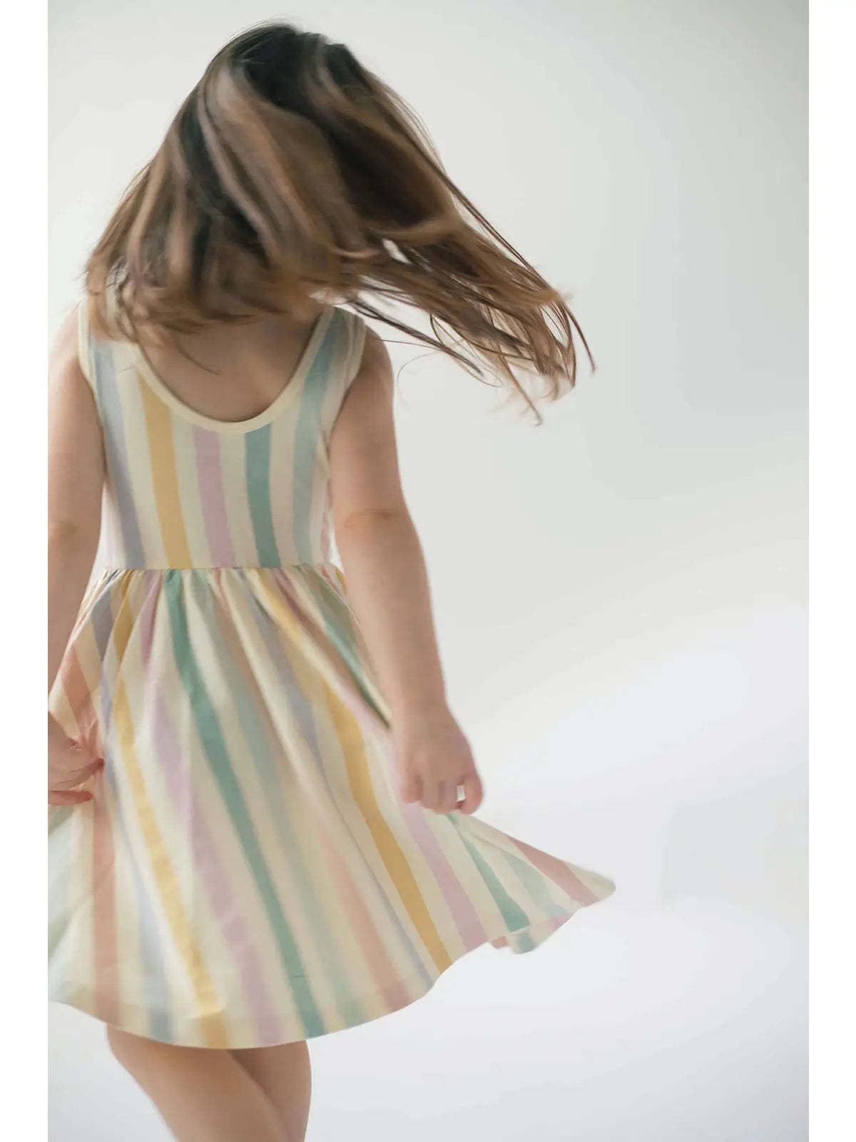 Sleeveless Twirl Dress - Pastel Stripes