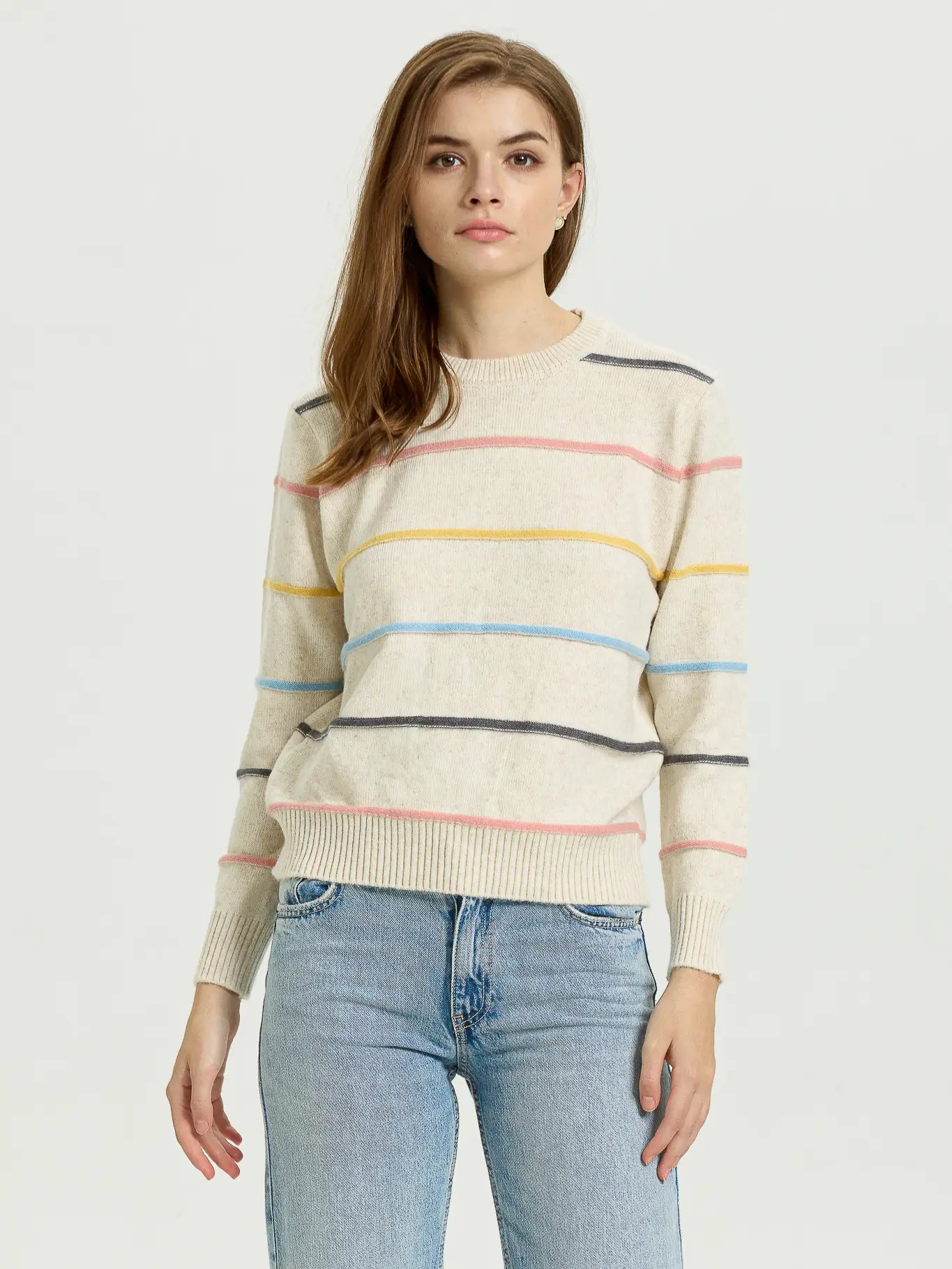 Pastel Striped Crewneck Sweater