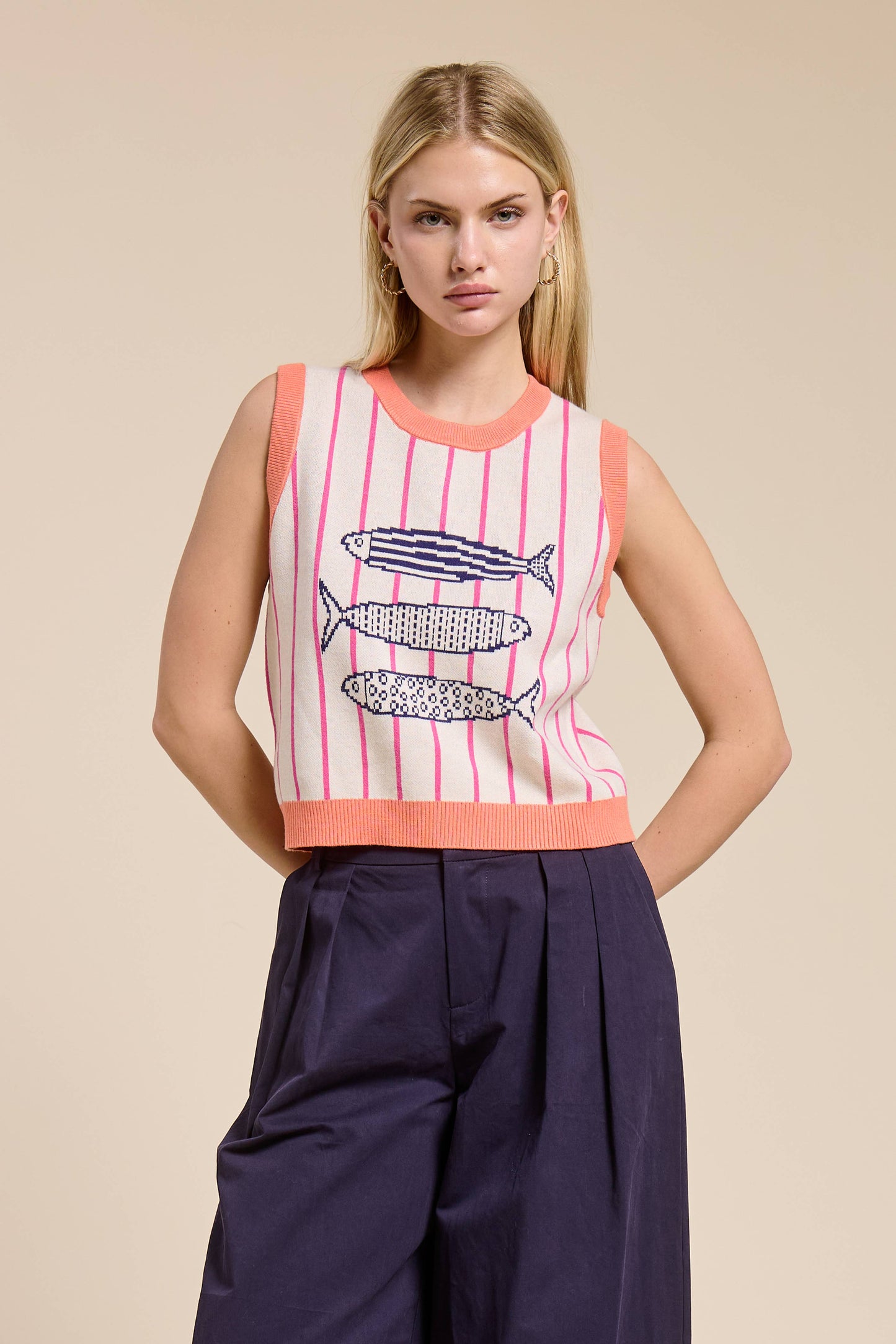 Candy Coral Marine Sweater Vest