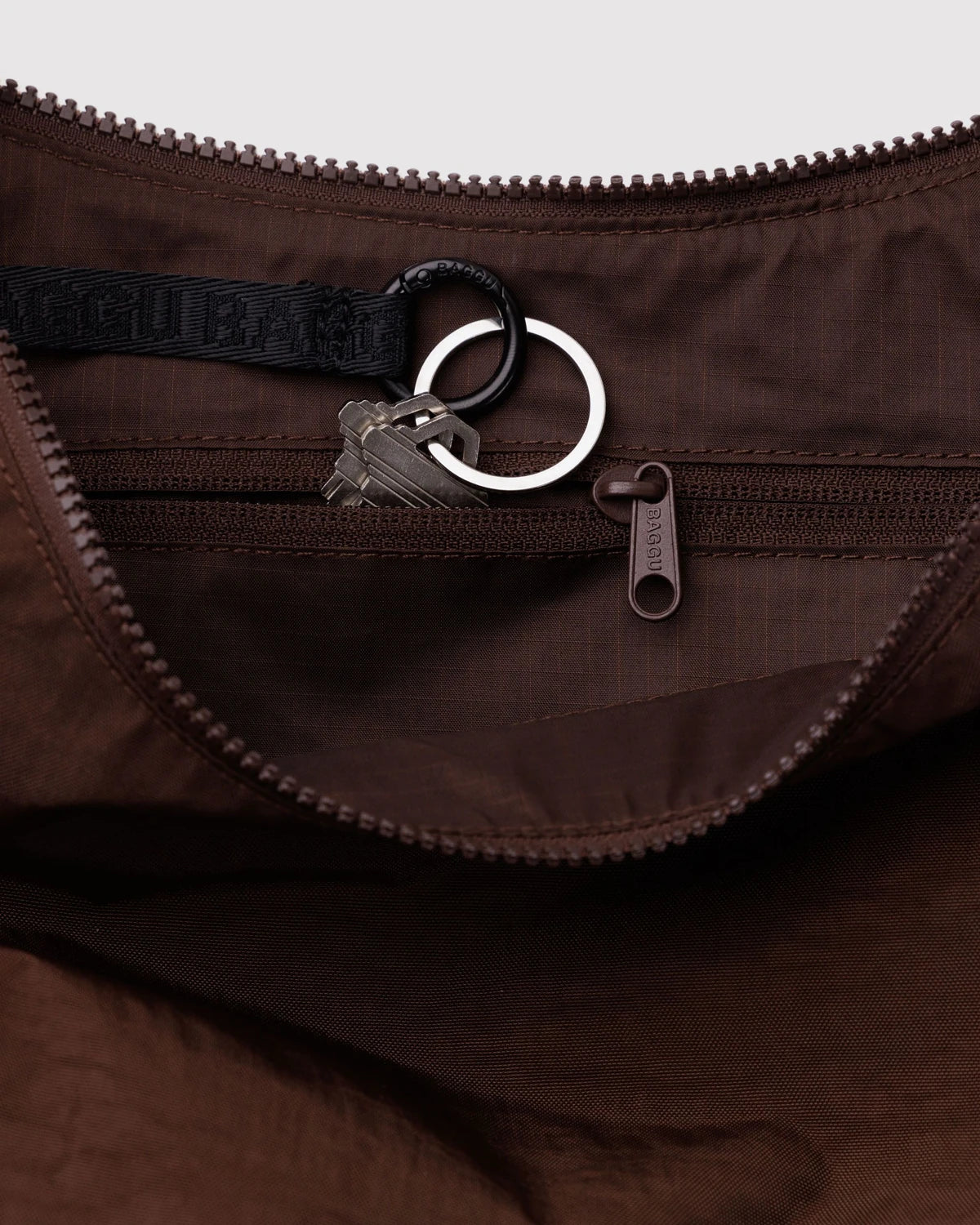 Medium Nylon Baggu Crescent Bag - Coffee