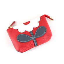 Load image into Gallery viewer, Flower Applique Leather Coin Purse - Several Colors
