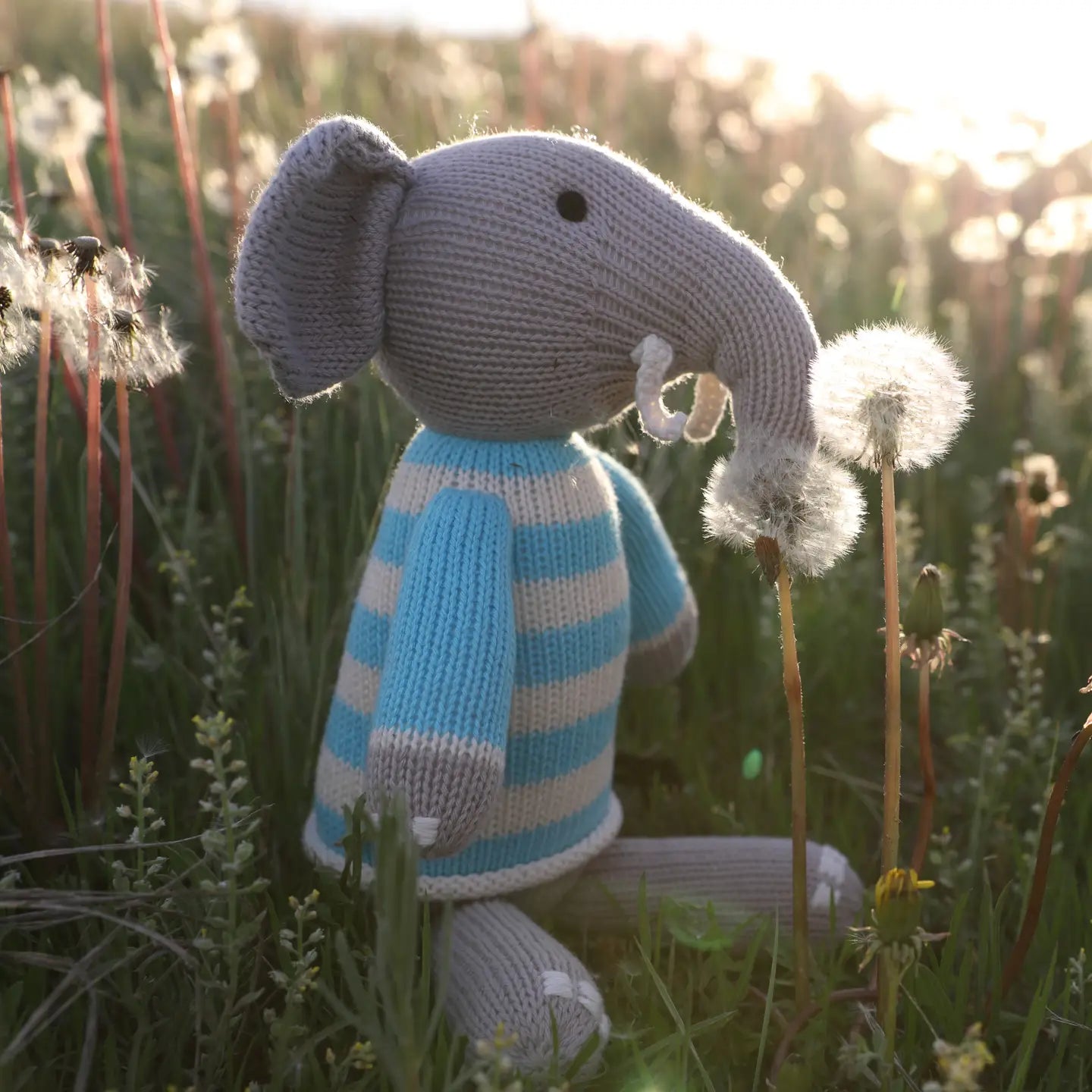 Handmade Knit Elephant - Blue