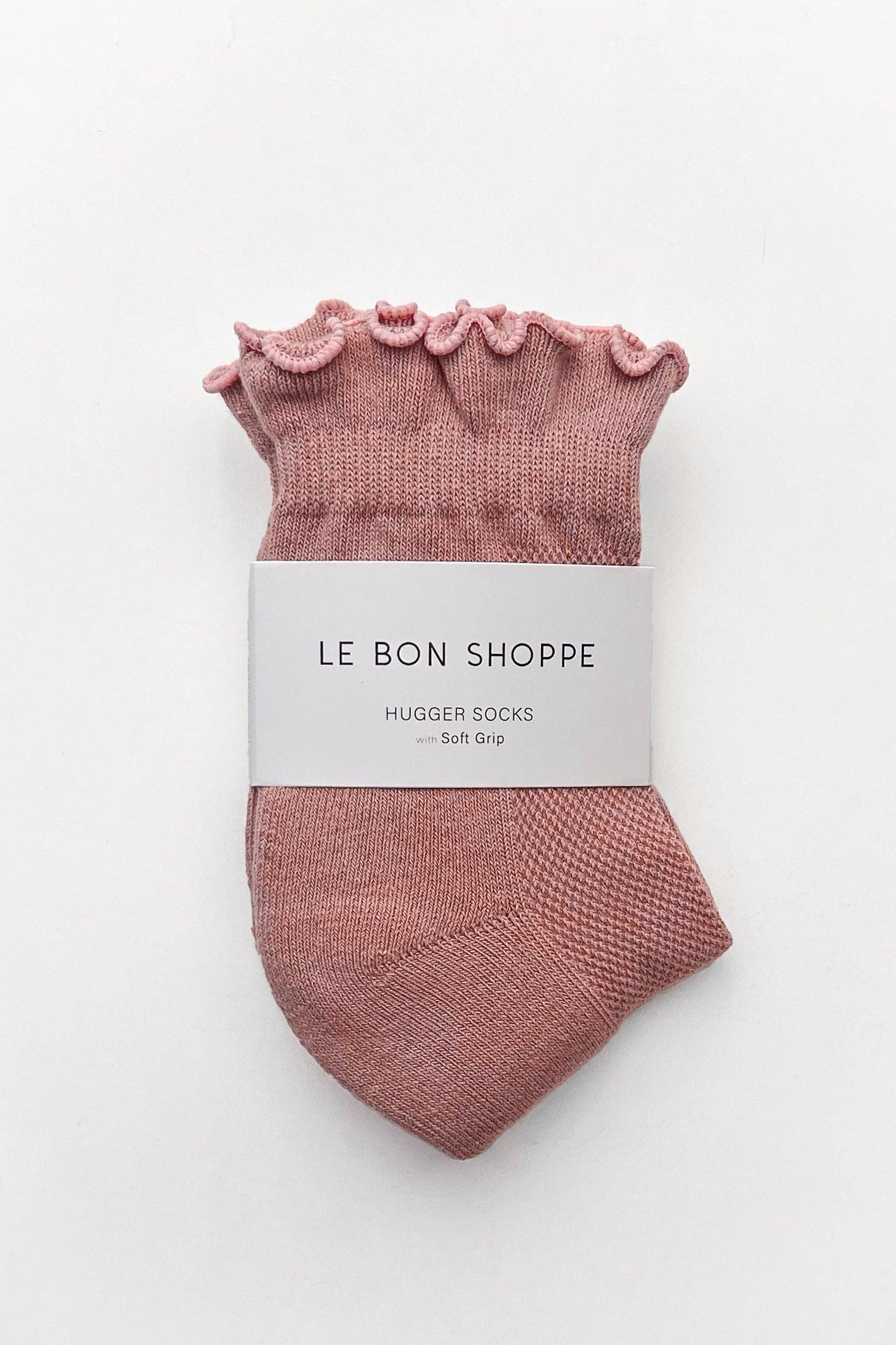 Ruffled Hugger Crew Socks VINTAGE PINK / BLACK