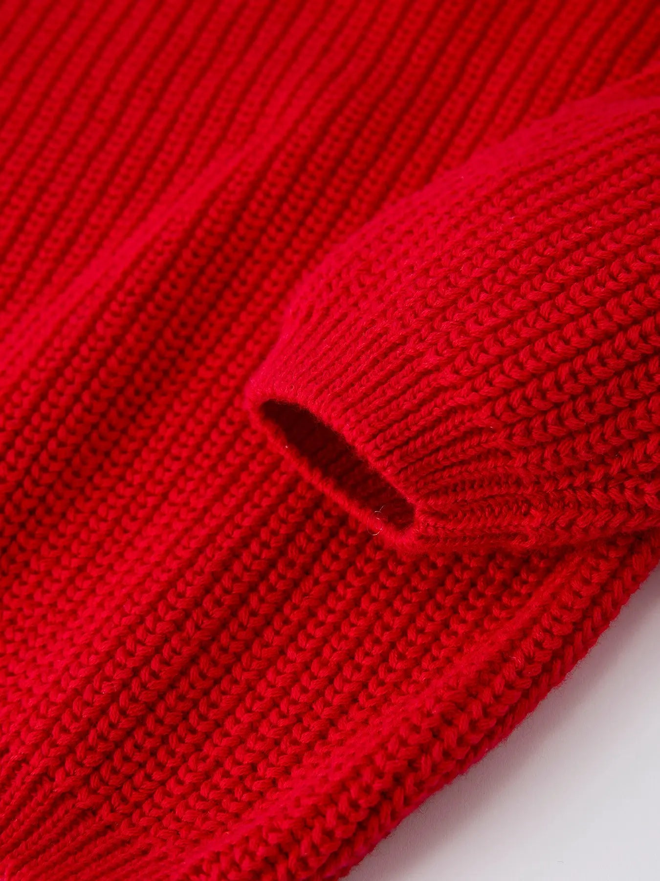 Red Knit Sweater "Love" Embroidery