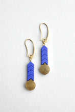 Load image into Gallery viewer, Blue and Brass Hook Earrings
