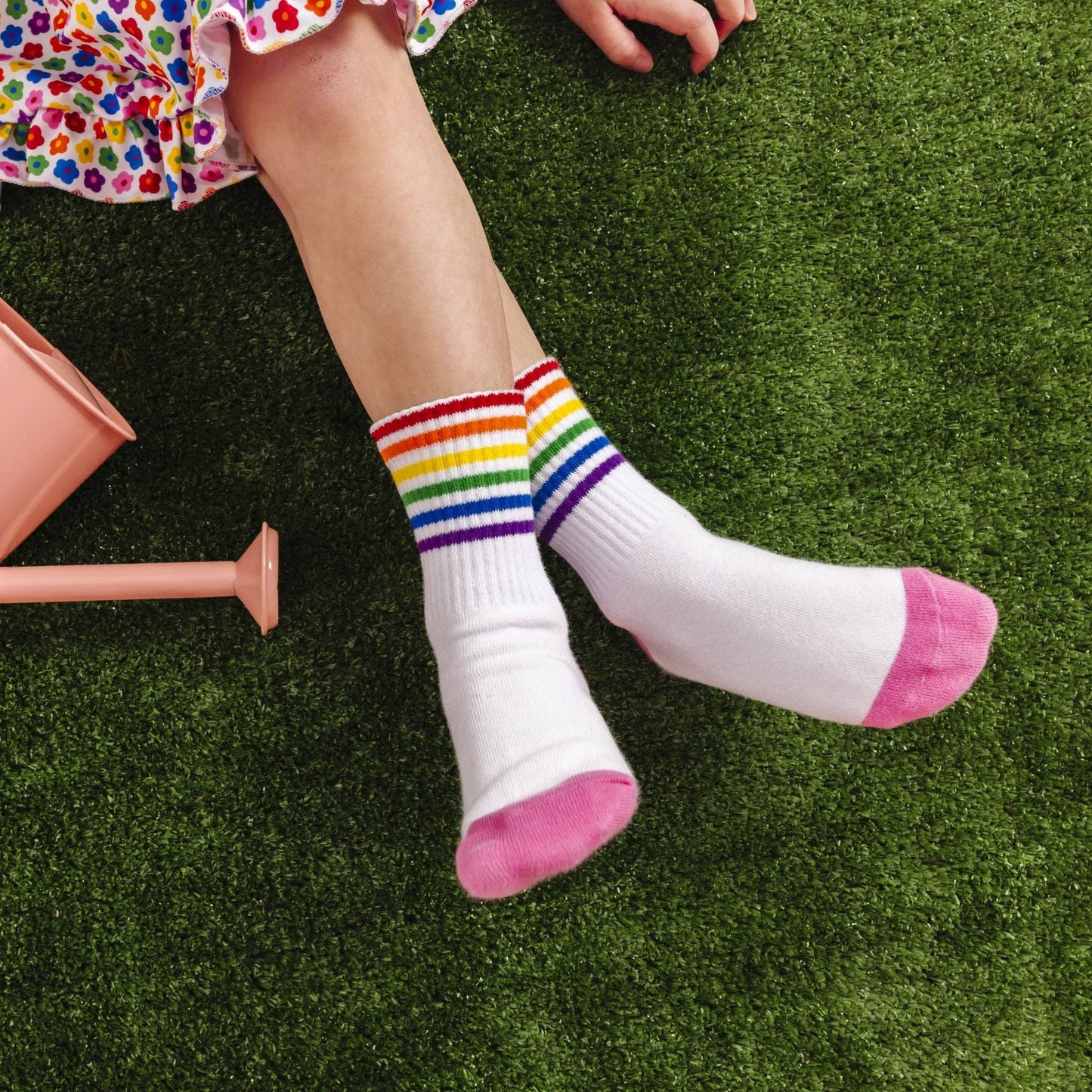 Rainbow Stripe Crew Socks