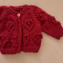 Load image into Gallery viewer, Heart Popcorn Cardigan - Red
