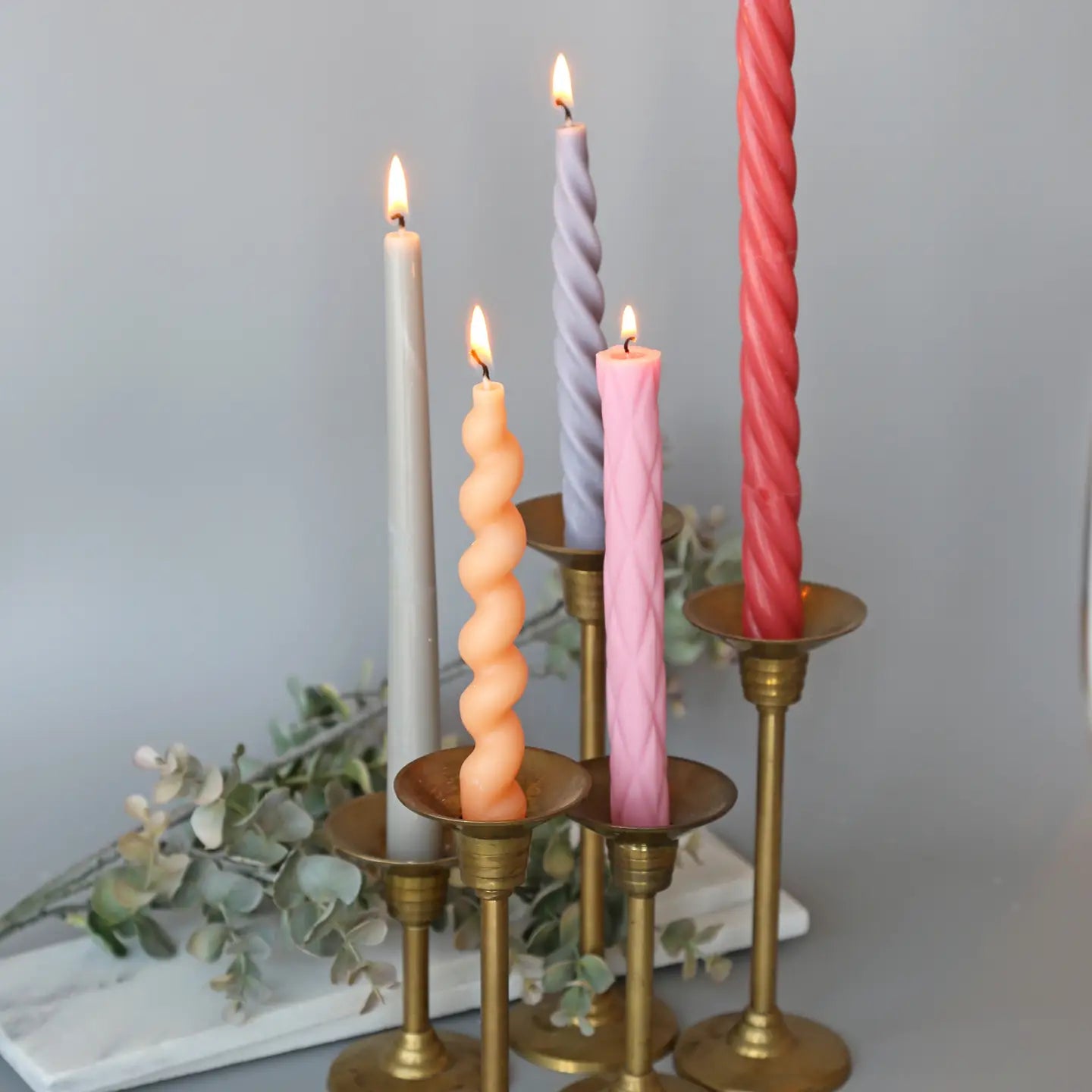 Long Spiral Taper Candles - Muted Red