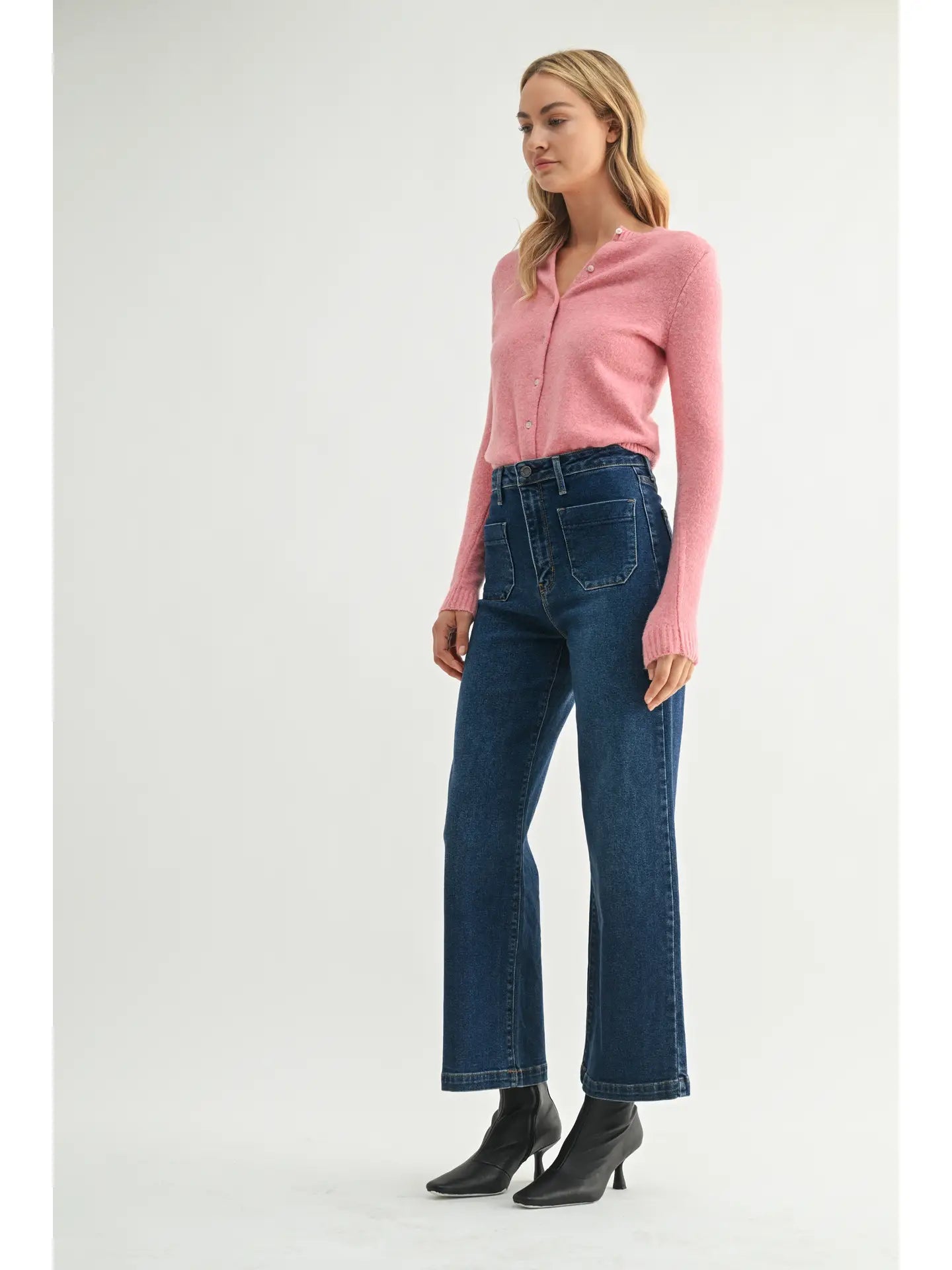 Patch Pocket Wide Leg - Dark Wash