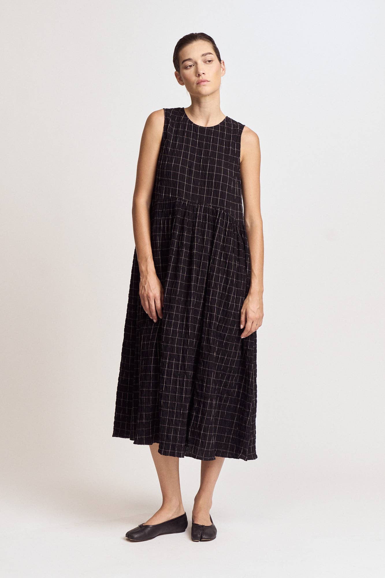 Grid Gauze Easy Dress