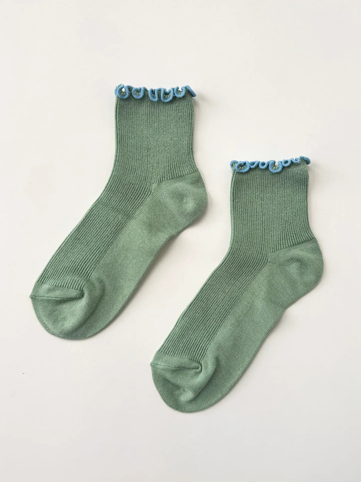 The Petite Ruffled Modal Socks - Sea Glass/Powder Blue