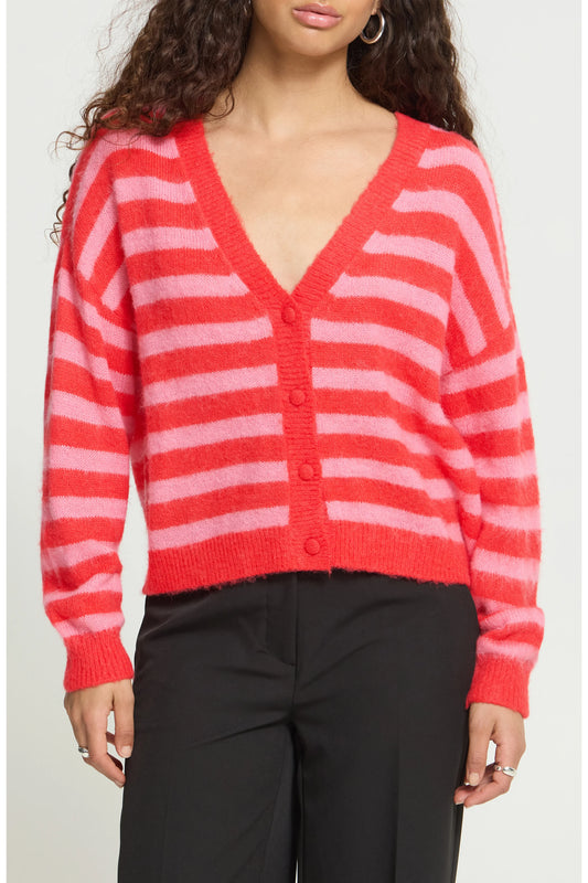 Striped V-neck Cardigan