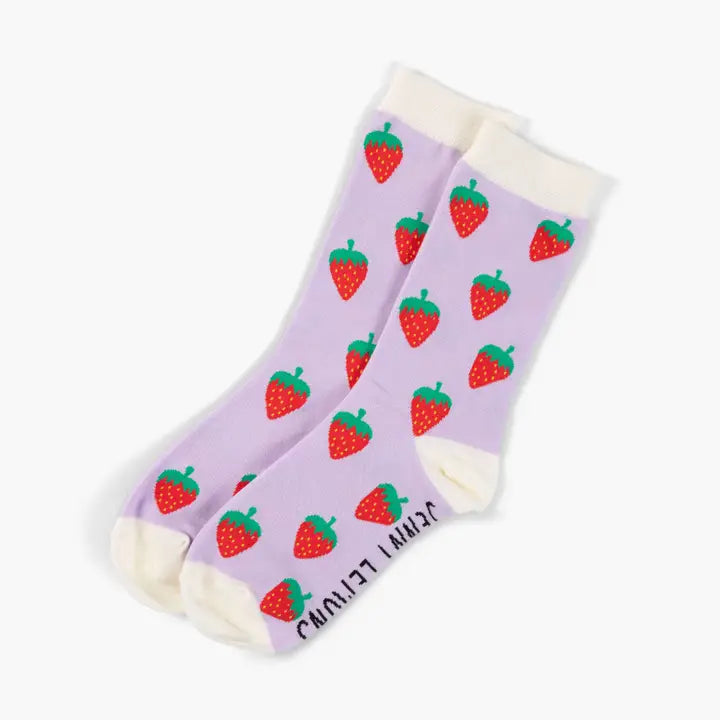 Lavender Strawberry Crew Socks