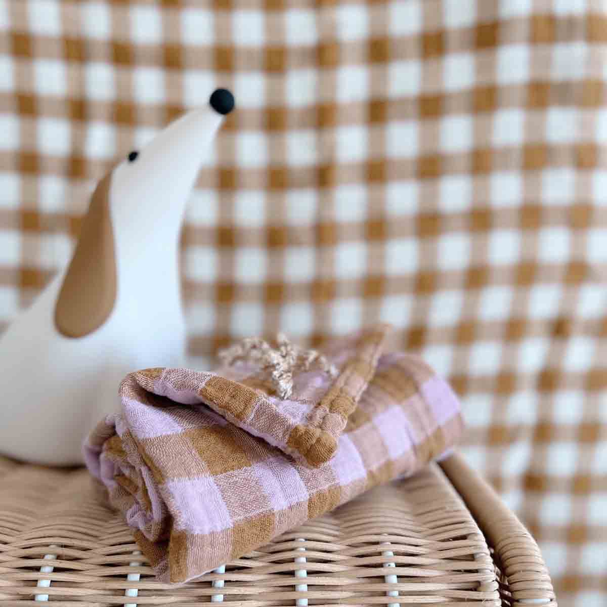 Bianca Scarf -  Gingham Caramel/Lilac
