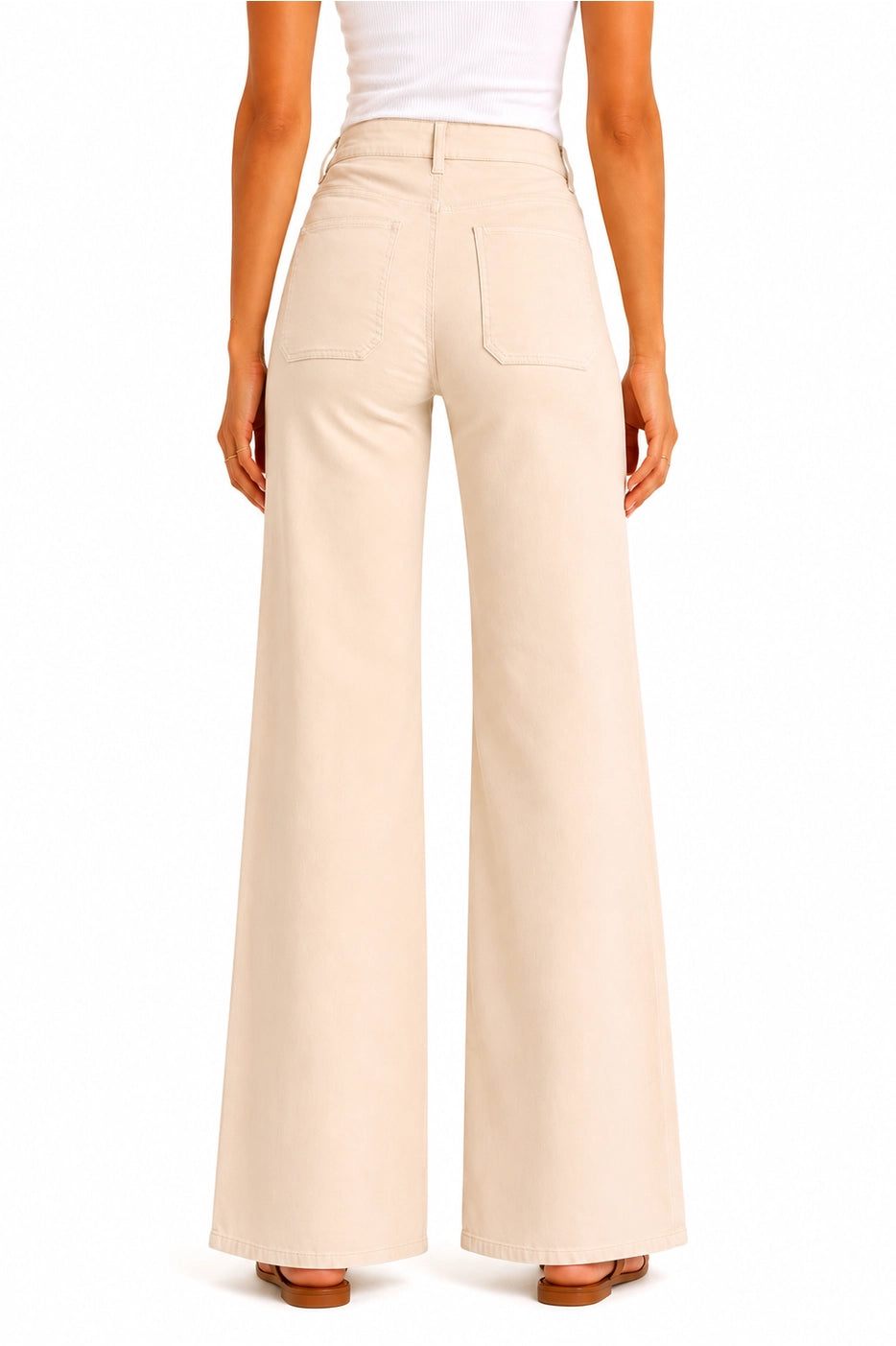 32" Luxe Wide Leg Jean w/ Patch Pockets - Ecru