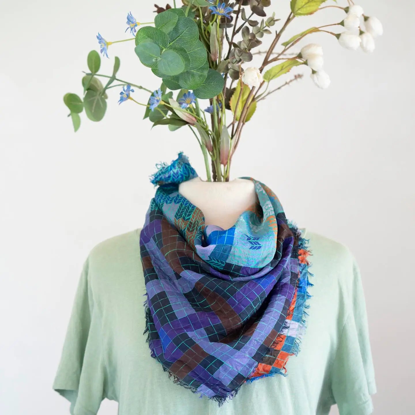 Winter On the Coast Knit & Weave - Pure Silk Bandana Scarf