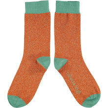Load image into Gallery viewer, Women&#39;s Organic Glittery Cotton Crew Sock - Rust
