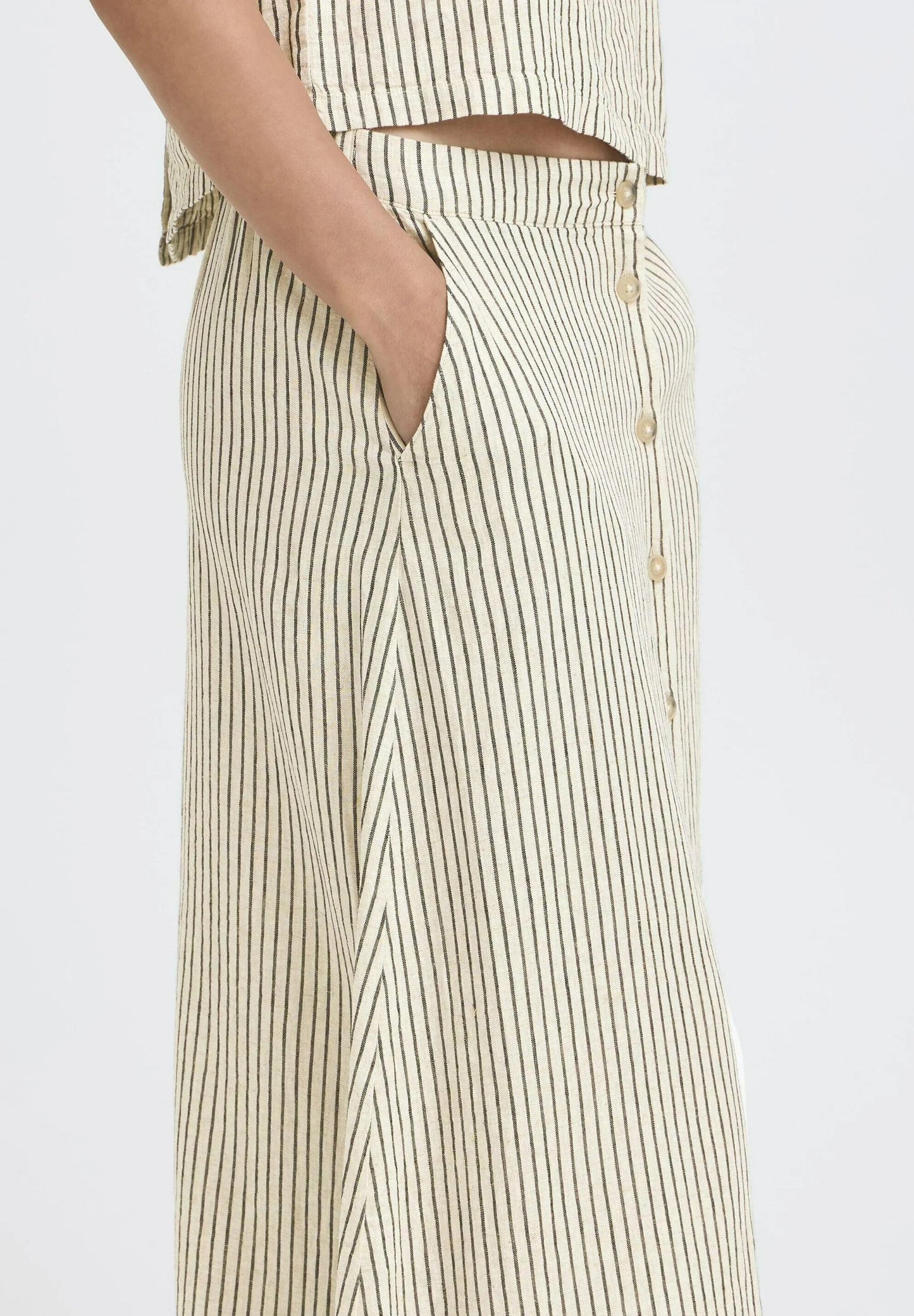 BYFALAKKA BUTTON - Maxi skirt - rainy day stripe