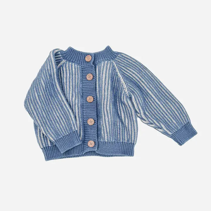 Cotton Brioche Cardigan - Blue