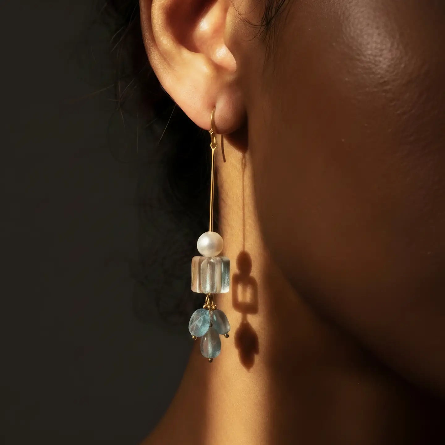 Sayde Dangle Earrings - 18K Gold Plated + Freshwater Pearl