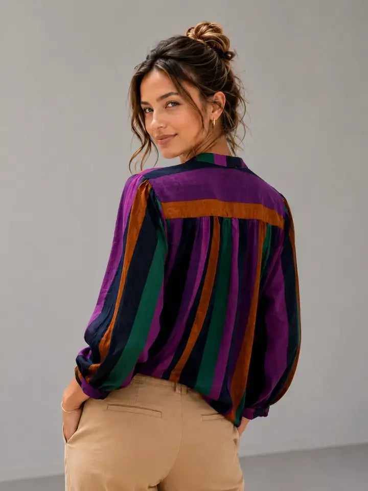 Jewel Tone Stripe Blouse