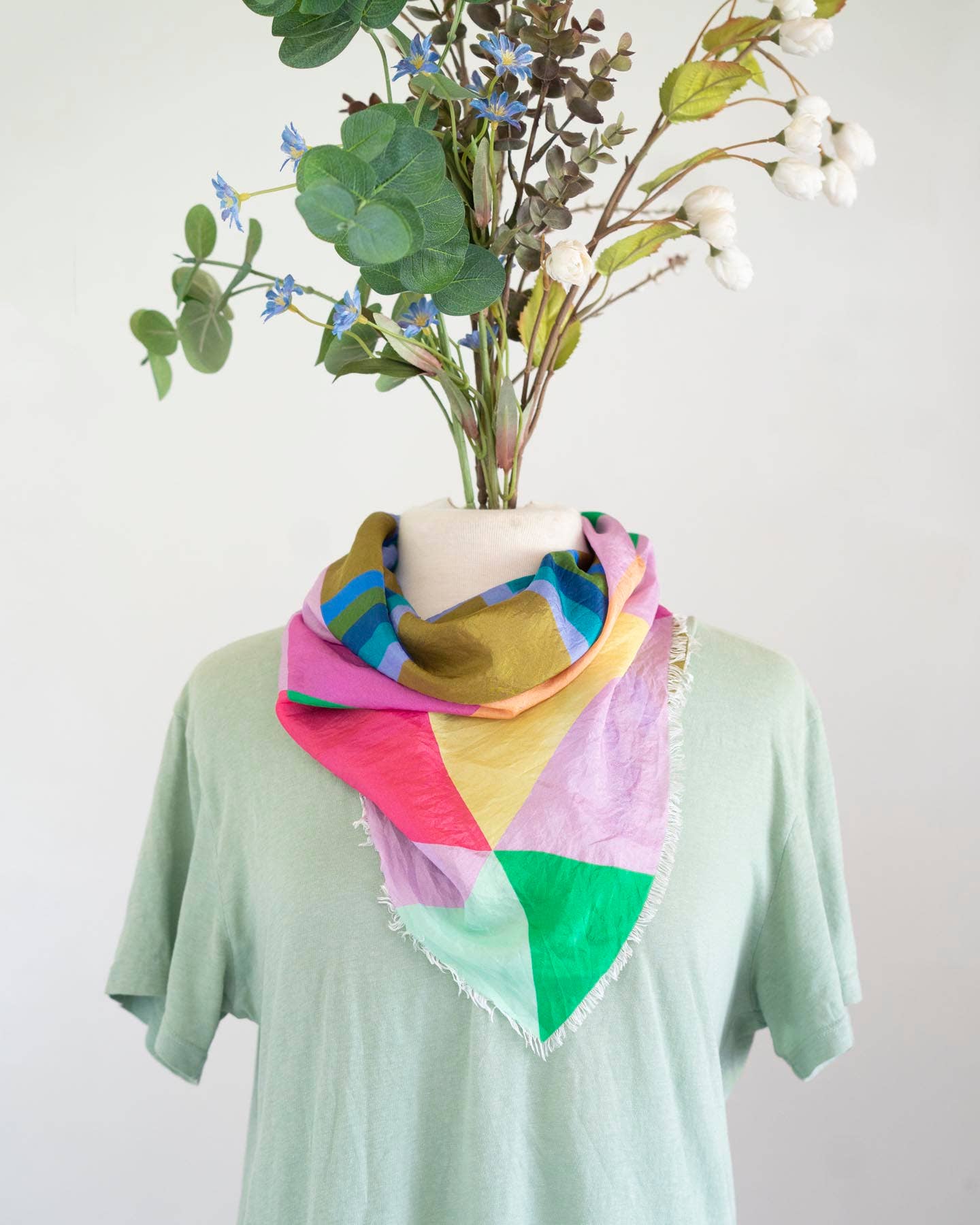 Spring in the Mountains - Diamonds - Pure Silk Bandana Scarf