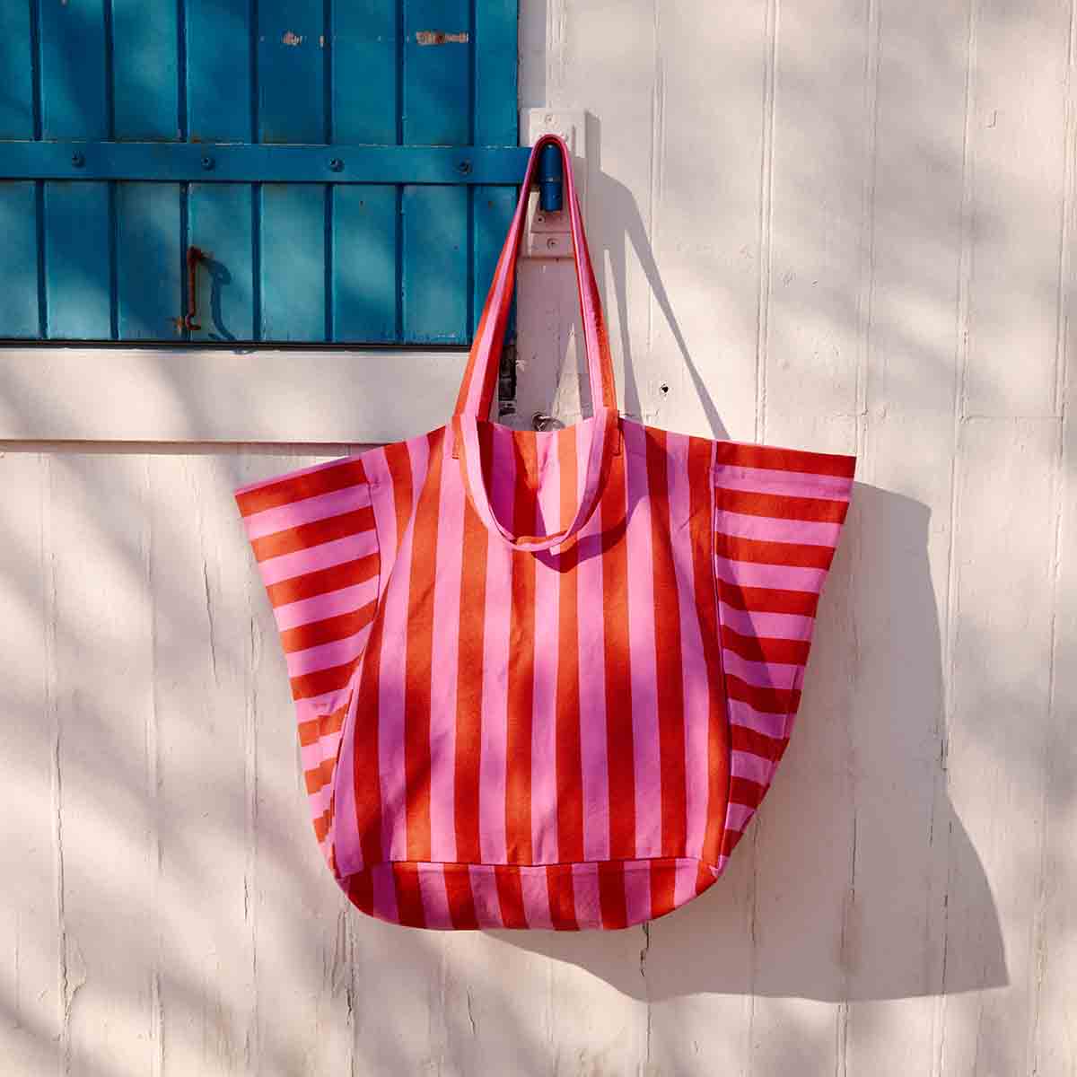 ELISA TOTE BAG STRIPES ORCHID/ TOMATO