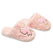 Load image into Gallery viewer, Cali Bow Fuzzy Slippers

