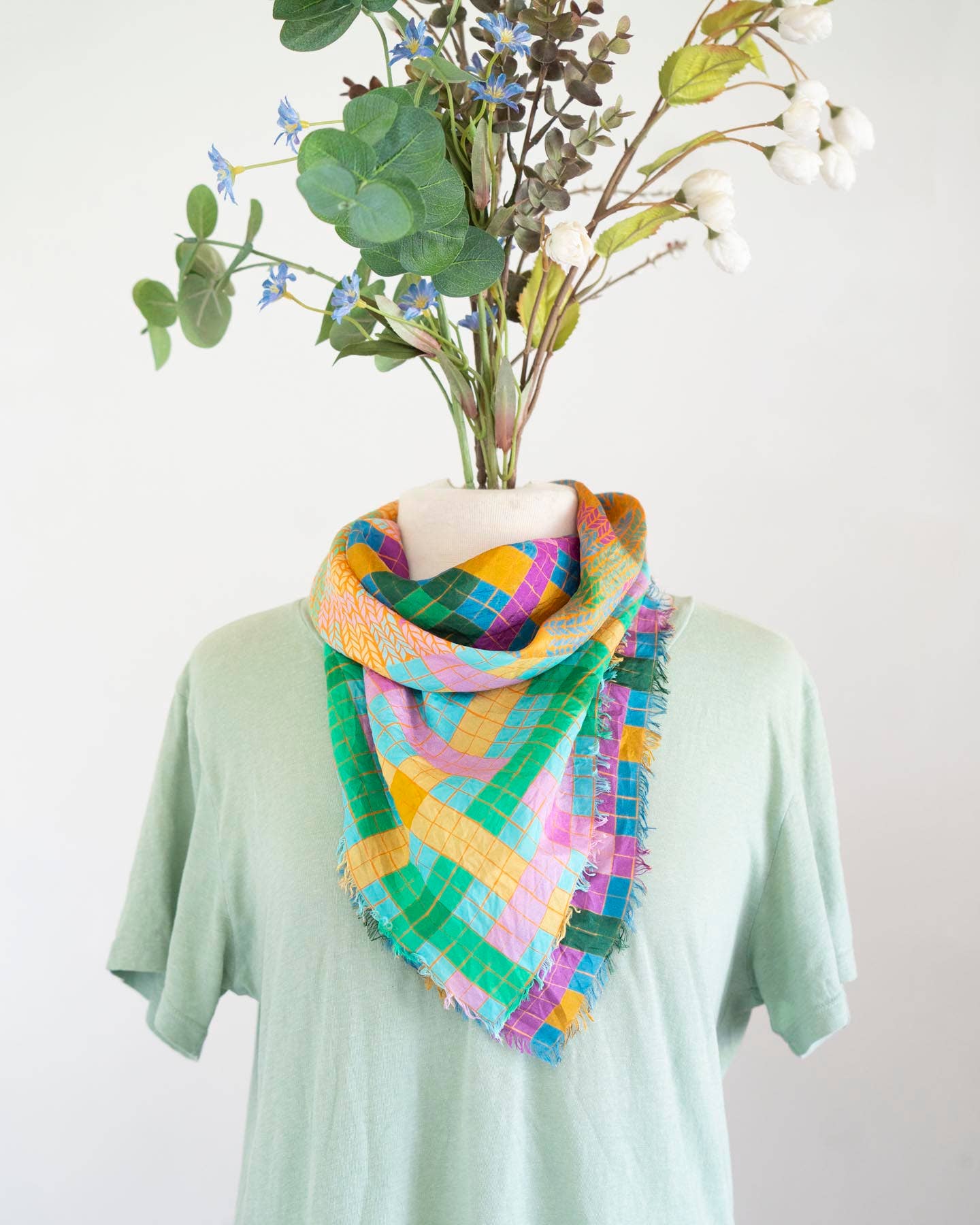 Autumn on the Plains Knit & Weave - Pure Silk Bandana Scarf