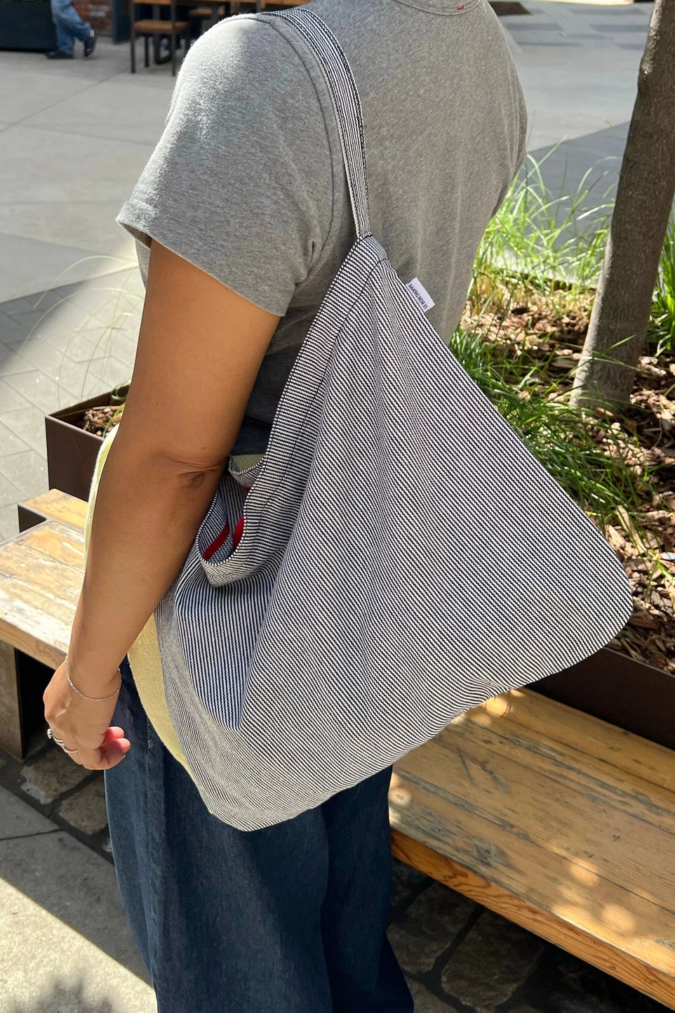Happy Carry Canvas Tote Bag — Blue Stripe