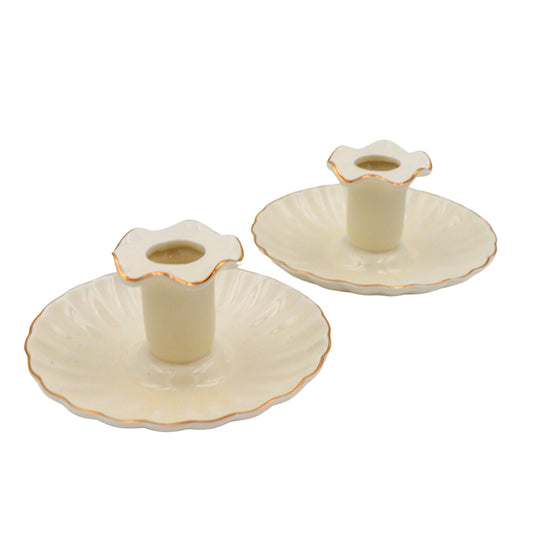 Gilded Cream Candle Holder