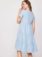 Load image into Gallery viewer, Short Denim Wave Dress
