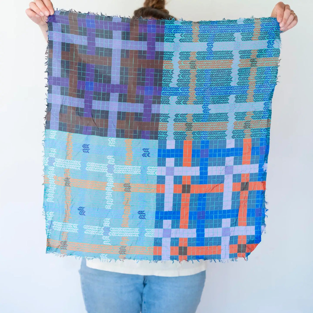 Winter On the Coast Knit & Weave - Pure Silk Bandana Scarf