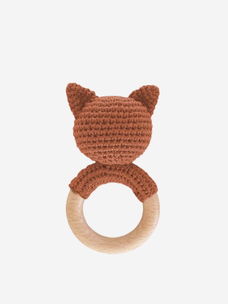 Cotton Crochet Rattle Teether - Fox