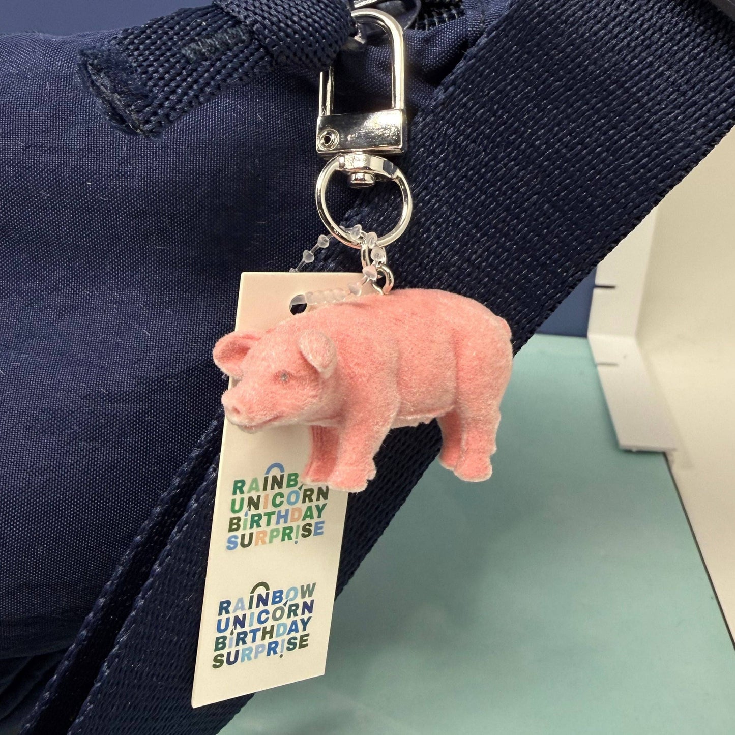 Pig Flocked Keychain and Bag Charm