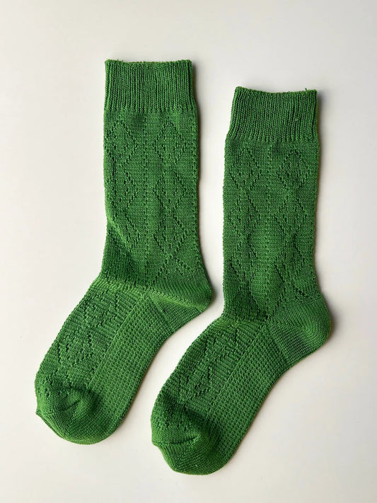 Modal Eyelet Socks - Palm Green
